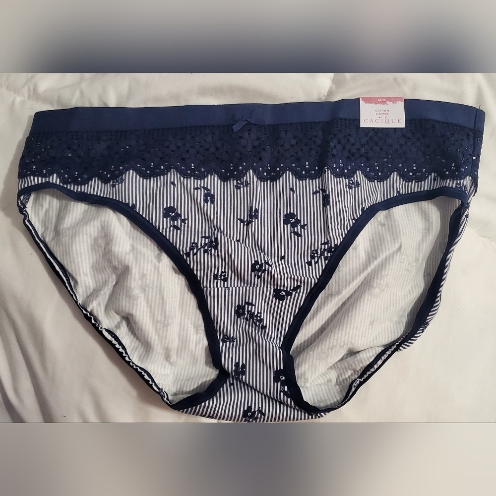 NWT Cacique Navy and White Lace Hipster